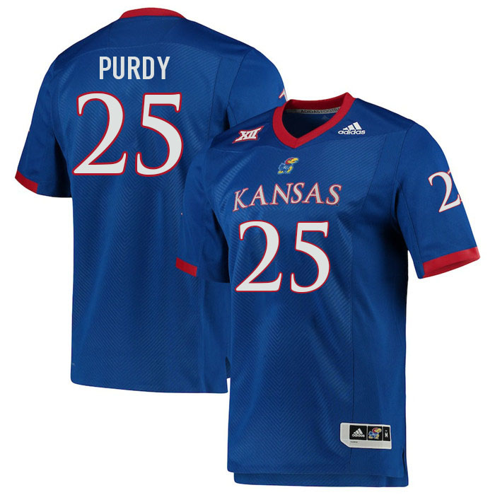 Men #25 Kaleb Purdy Kansas Jayhawks College Football Jerseys Stitched Sale-Royal